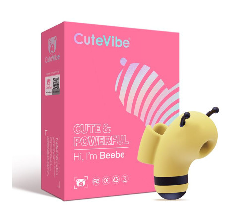 Вакуумний стимулятор із мікрострумами CuteVibe Beebe Yellow, на палець