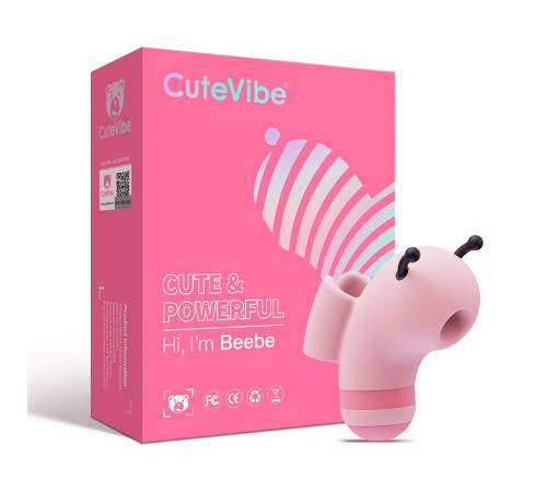 Вакуумний стимулятор із мікрострумами CuteVibe Beebe Pink, на палець