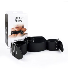 Нашийник з наручниками із натуральної шкіри Art of Sex - Bondage Collar with Handcuffs