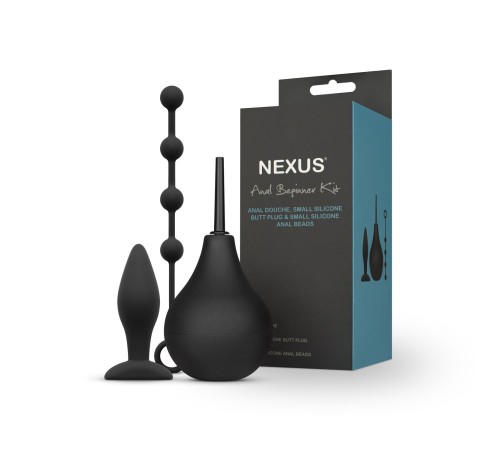 Набір новачка для анальної стимуляції Nexus ANAL BEGINNER KIT, спринцівка 224 мл, анальне намисто 20