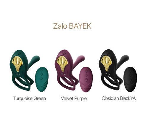 Смарт-ерекційне кільце Zalo - BAYEK Velvet Purple, подвійне з ввідною частиною, пульт ДК