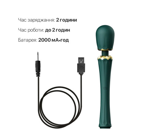 Вібромасажер з насадками Zalo — Kyro Wand Turquoise Green