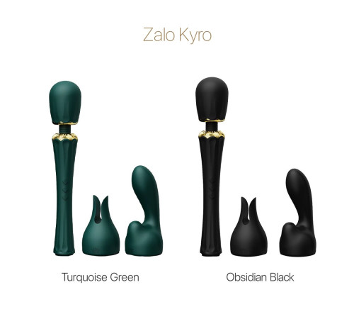 Вібромасажер з насадками Zalo — Kyro Wand Turquoise Green