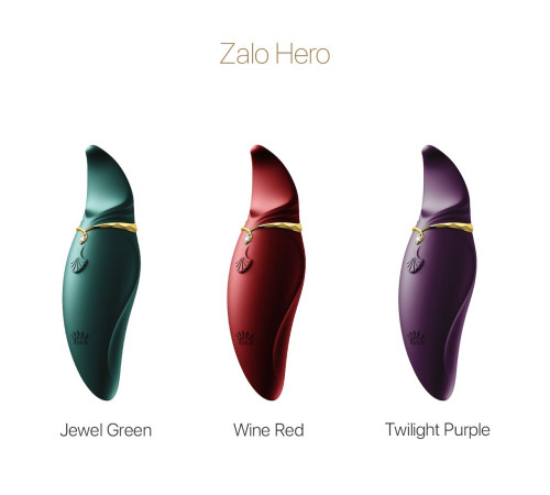 Вібратор 2в1 з язичком Zalo — Hero Wine Red, кристал Swarovski