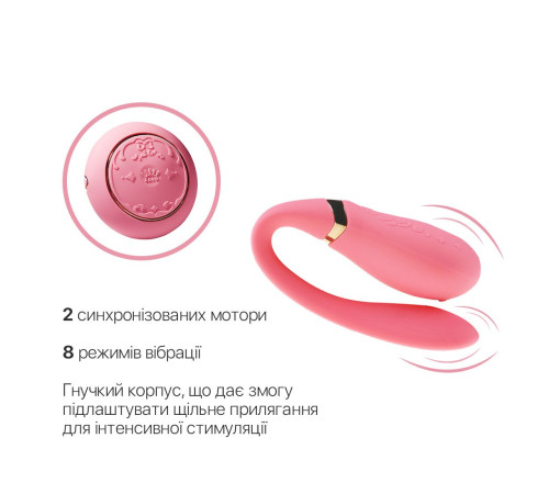 Смартвібратор для пар Zalo Fanfan set Rouge Pink, пульт ДК