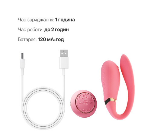 Смартвібратор для пар Zalo Fanfan set Rouge Pink, пульт ДК