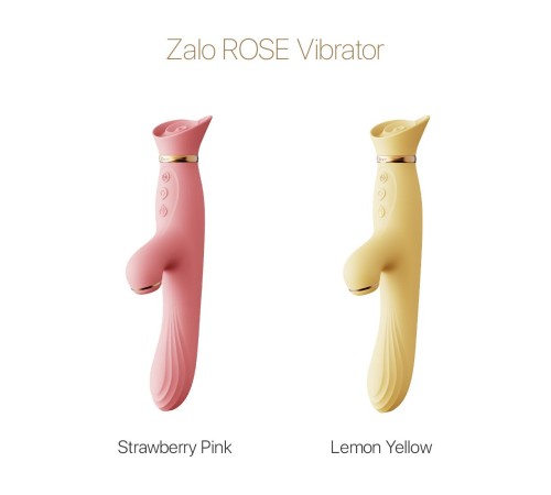 Вібратор з підігрівом та вакуумною стимуляцією клітора Zalo - ROSE Vibrator Strawberry Pink