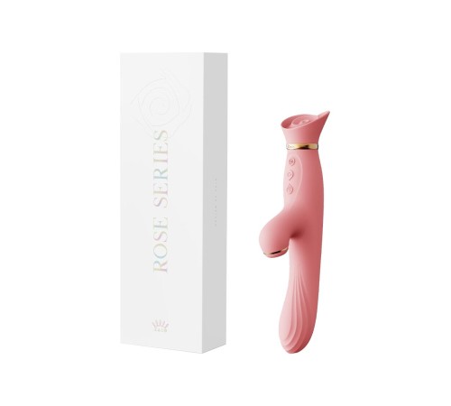 Вібратор з підігрівом та вакуумною стимуляцією клітора Zalo - ROSE Vibrator Strawberry Pink