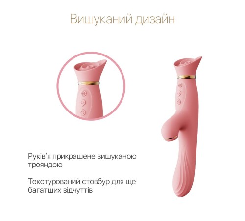 Вібратор з підігрівом та вакуумною стимуляцією клітора Zalo - ROSE Vibrator Strawberry Pink