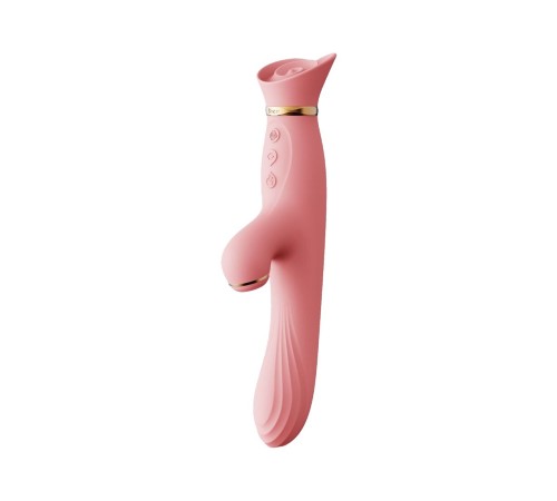 Вібратор з підігрівом та вакуумною стимуляцією клітора Zalo - ROSE Vibrator Strawberry Pink