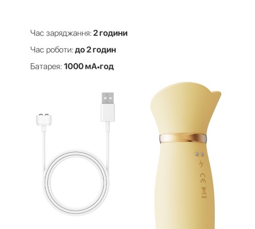 Вібратор з підігрівом та вакуумною стимуляцією клітора Zalo - ROSE Vibrator Lemon Yellow