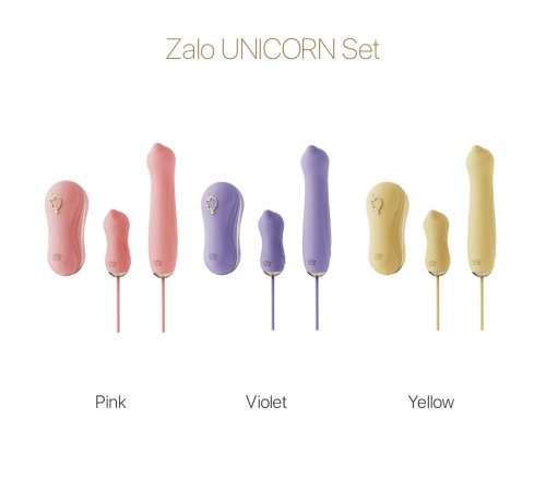 Набір 3в1 Zalo – UNICORN Set Pink, віброяйце, пульсатор, вакуумний стимулятор