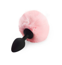 Силіконова анальна пробка М Art of Sex - Silicone Bunny Tails Butt plug Pink, діаметр 3,5 см