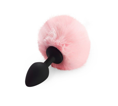 Силіконова анальна пробка М Art of Sex - Silicone Bunny Tails Butt plug Pink, діаметр 3,5 см