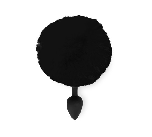 Силіконова анальна пробка М Art of Sex - Silicone Bunny Tails Butt plug Black, діаметр 3,5 см