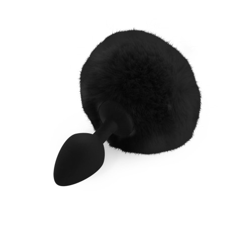 Силіконова анальна пробка М Art of Sex - Silicone Bunny Tails Butt plug Black, діаметр 3,5 см