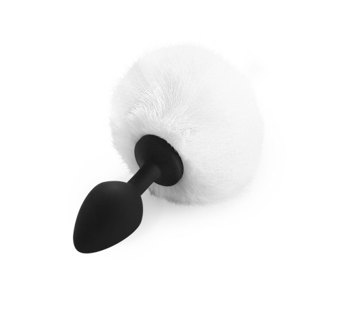 Силіконова анальна пробка М Art of Sex - Silicone Bunny Tails Butt plug White, діаметр 3,5 см