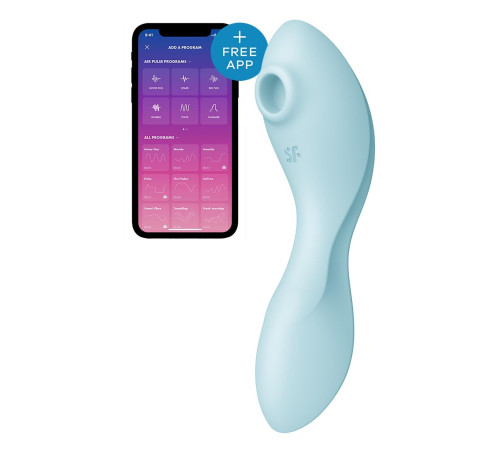 Вакуумний смарт-стимулятор із вібрацією Satisfyer Curvy Trinity 5 (Blue), керування зі смартфона