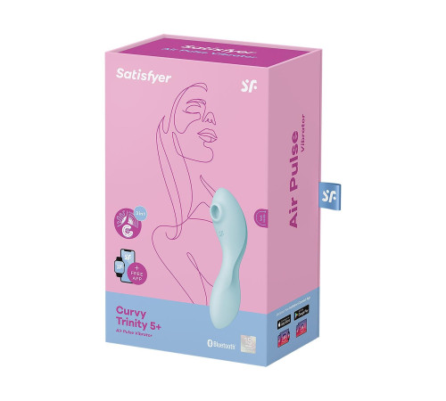 Вакуумний смарт-стимулятор із вібрацією Satisfyer Curvy Trinity 5 (Blue), керування зі смартфона