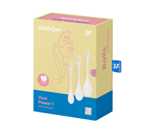 Набір йоні намистин Satisfyer Yoni Power 1 White, діаметр 2-2,5-3см, вага 22-46-74гр