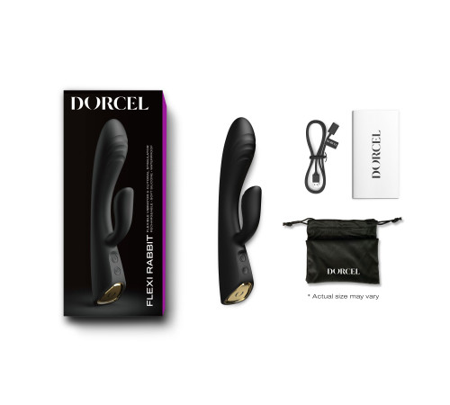 Вібратор-кролик з підігрівом Dorcel FLEXI RABBIT BLACK, гнучкий стовбур