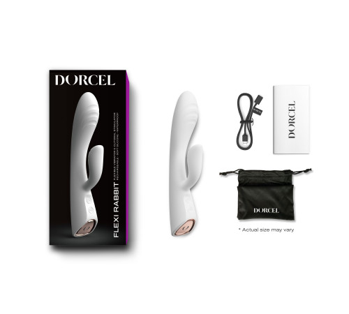 Вібратор-кролик з підігрівом Dorcel FLEXI RABBIT WHITE, гнучкий стовбур