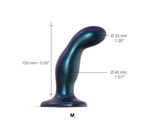 Дилдо Strap-On-Me DILDO PLUG SNAKY METALLIC BLUE, розмір M, діаметр 4 см, ввідна довжина 15,3 см