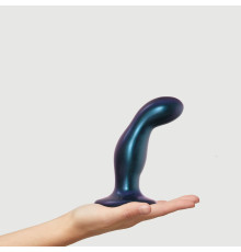 Дилдо Strap-On-Me DILDO PLUG SNAKY METALLIC BLUE, розмір M, діаметр 4 см, ввідна довжина 15,3 см