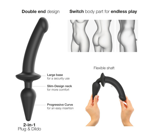 Анальна пробка з дилдо 2в1 Strap-On-Me SWITCH PLUG-IN DILDO Black S, діаметр 3,3/2,9 см