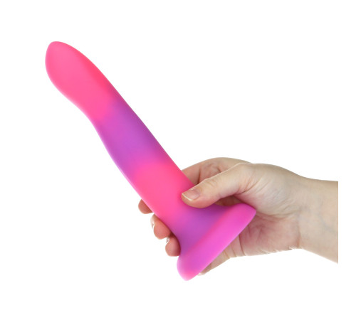 Фалоімітатор, що світиться в темряві, ADDICTION Rave 8″, Glow in the Dark Dildo Pink Purple, 20,3 см