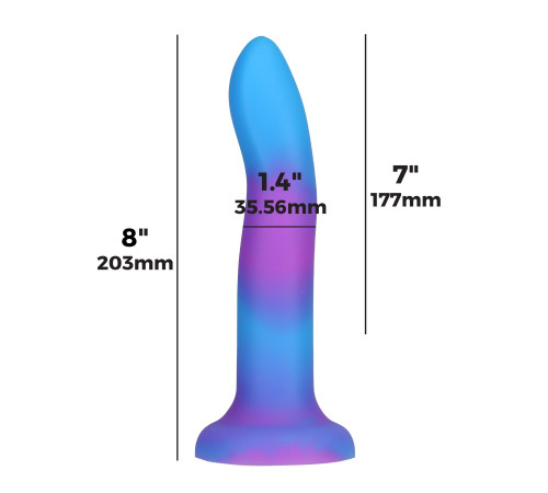 Фалоімітатор, що світиться в темряві, ADDICTION Rave 8″ Glow in the Dark Dildo Blue Purple, 20,3 см