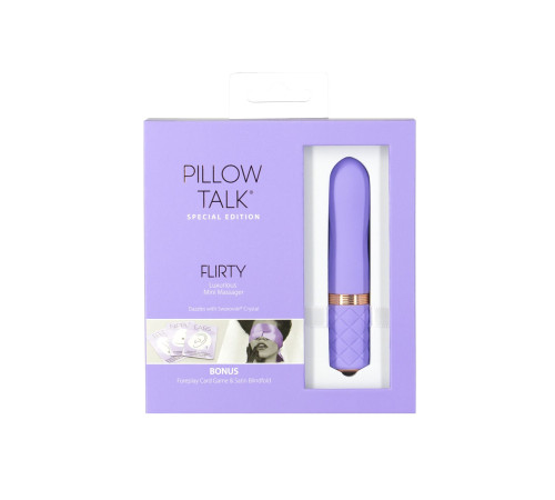 Розкішний вібратор Pillow Talk Flirty Purple Special Edition, Сваровскі, пов’язка на очі+гра