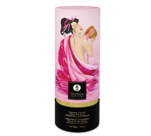 Пінлива сіль для ванни Shunga Dead Sea salt Oriental Crystals — Rose Petal (500 г), сіль Мертвого мо