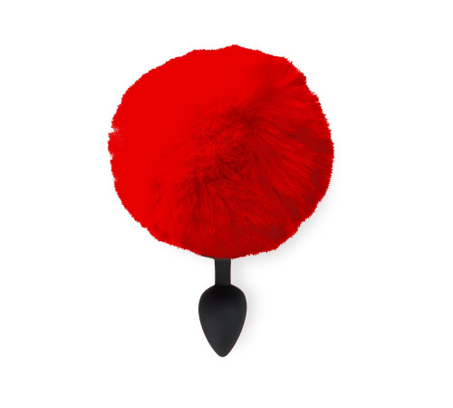 Силіконова анальна пробка М Art of Sex - Silicone Bunny Tails Butt plug Red, діаметр 3,5 см