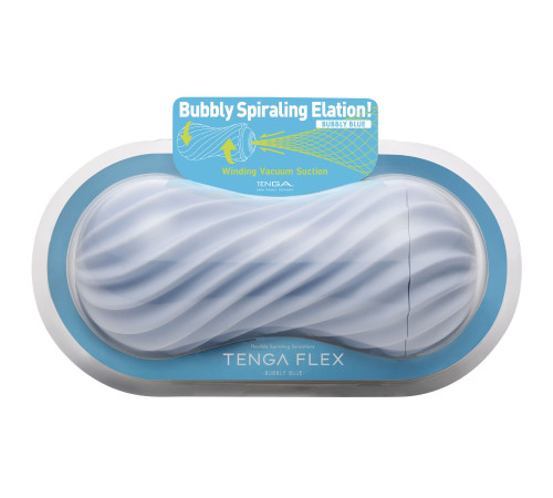 Мастурбатор Tenga FLEX Bubbly Blue зі змінною інтенсивністю, можна скручувати, вакуум