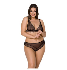 Комплект білизни Passion AMBERLY SET 4XL/5XL black, ліф, трусики бразиліана, люрексова нитка