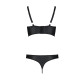 Комплект з екошкіри Passion MALWIA BIKINI 4XL/5XL black, з люверсами та ремінцями, бра, трусики