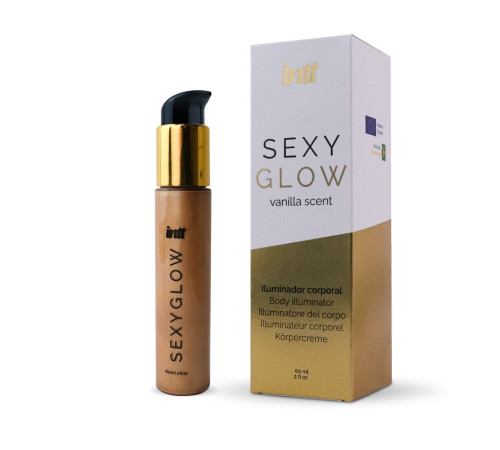 Крем-шимер для тіла Intt Sexy Glow (60 мл) з олією ши та ароматом ванілі, сяйна засмагла шкіра