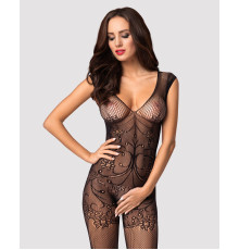 Бодістокінг Obsessive Bodystocking F234 S/M/L, абстрактний малюнок, глибоке декольте