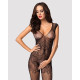 Бодістокінг Obsessive Bodystocking F234 S/M/L, абстрактний малюнок, глибоке декольте