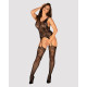 Бодістокінг Obsessive Bodystocking F237 S/M/L, рослинне плетіння, імітація панчіх