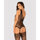 Бодістокінг Obsessive Bodystocking G323 S/M/L black, малюнок бджоли та метелика