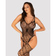 Ажурний бодістокінг під павутину Obsessive Bodystocking G325 black S/M/L, чорний, комбінезон, імітац