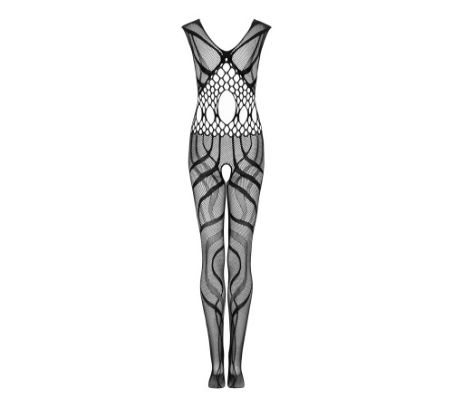 Сітчастий бодістокінг з вирізами та малюнком Obsessive Bodystocking G328 S/M/L, чорний, комбінезон