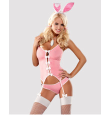 Еротичний костюм зайчика Obsessive Bunny suit 4 pcs costume pink S/M, рожевий, топ з підв’язками, тр