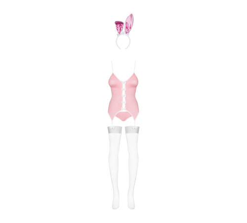 Еротичний костюм зайчика Obsessive Bunny suit 4 pcs costume pink S/M, рожевий, топ з підв’язками, тр