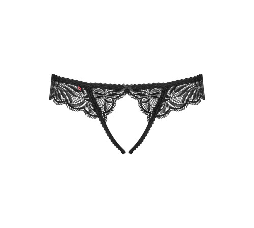 Мереживні танга з доступом Obsessive Contica crothchles thong S/M, чорні