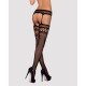 Панчохи-стокінги із комбінованою сіткою Obsessive Garter stockings S214 S/M/L, чорні, імітація гарте