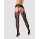 Сітчасті панчохи-стокінги з мереживним поясом Obsessive Garter stockings S307 S/M/L, чорні, імітація