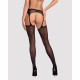 Сітчасті панчохи-стокінги зі стрілкою Obsessive Garter stockings S314 S/M/L, чорні, імітація гартері